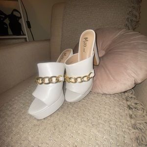 White platform heels